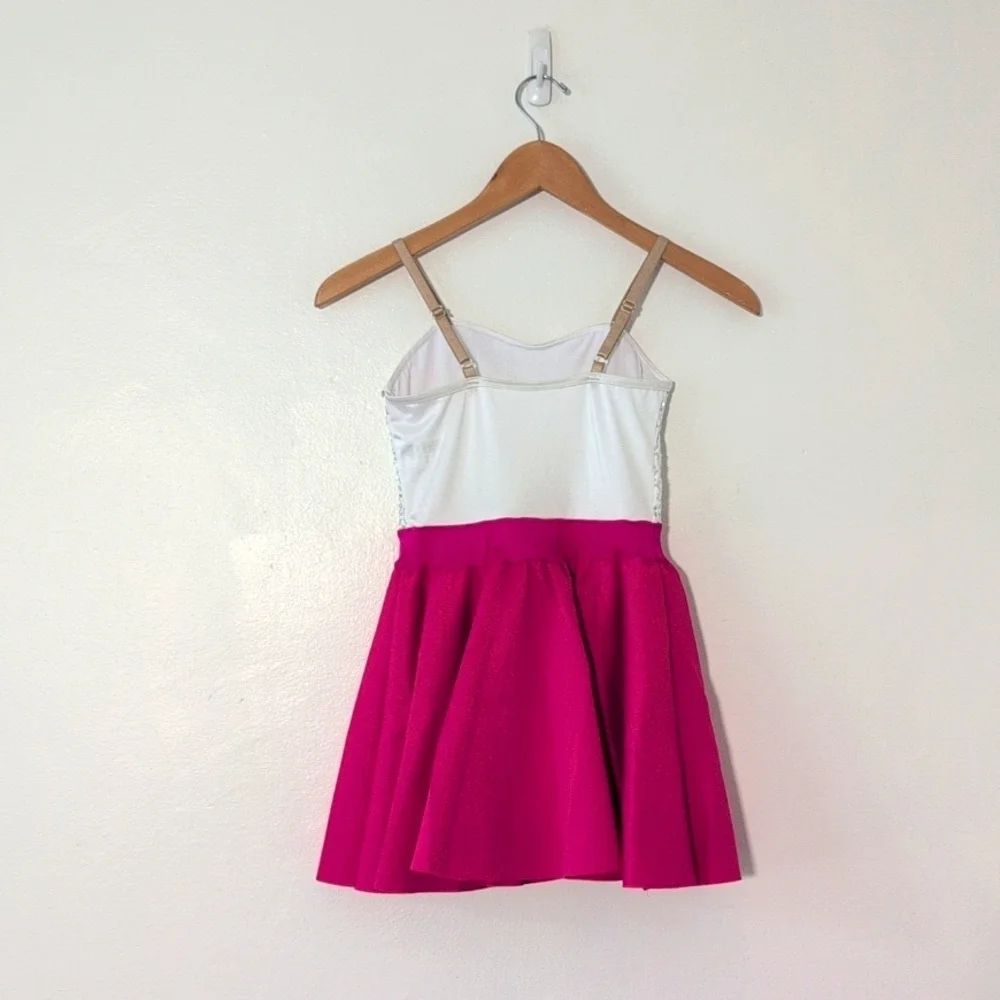 New Weissman Tie-Dye Jacket Sequin Pink Skater Dress Shorts Set Dance Party M